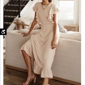 Bohme Janet Ruffles Sleeve Maxi In Beige
